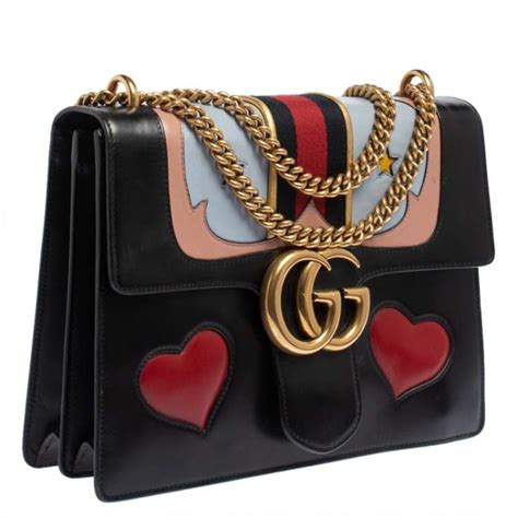 gucci bag black with heart on back|authentic gucci marmont small bag.